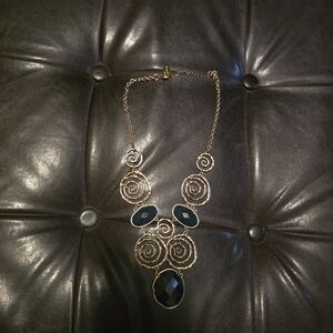 Elegant Gold and Blue Swirl Necklace
